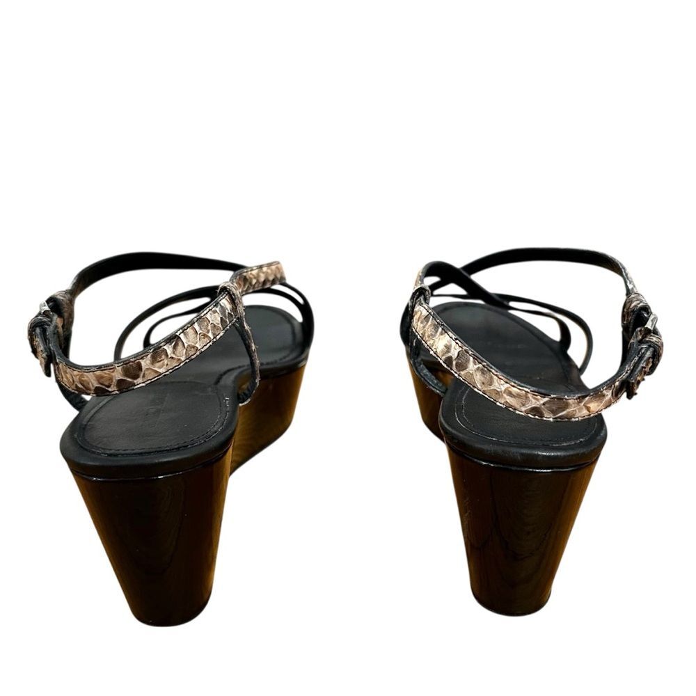 Giorgio Armani Snakeskin Patent Platform Slingback Wedge Sandals Size 39.5 9 - Picture 10 of 12